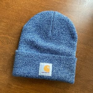 Blue and white Carhartt beanie